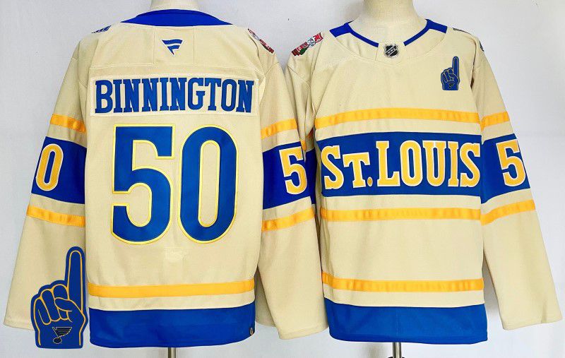 Men St.Louis Blues #50 Binnington Cream Fanatics 2025 NHL Jersey style 1->st.louis blues->NHL Jersey